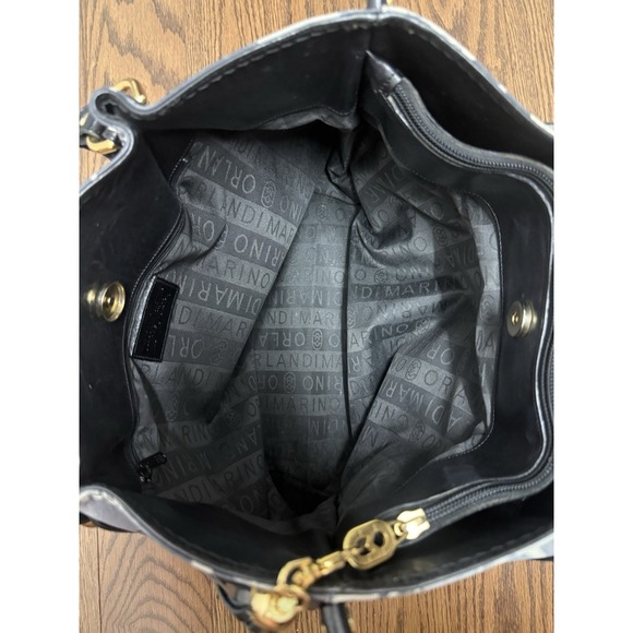 Marino Orlandi Handbag Pin Up Girl Newsprint Collage Leather Shoulder Bag Tote - Picture 11 of 16